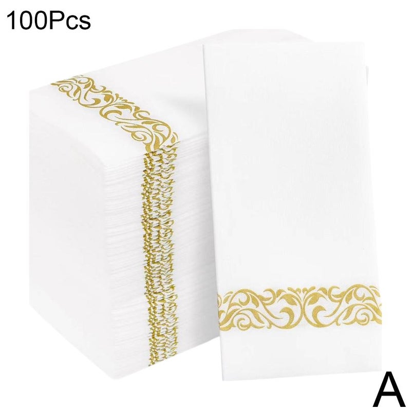 100pcs 4330cm Dust-free Printed Paper Napkins for Hotels, Western Restaurants, Parties, and Other Purposes